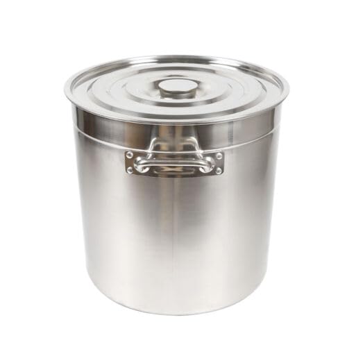 Pentola per zuppa in acciaio inox con coperchio, 50 litri, con manici, per stufare, 41,5 x 40 cm