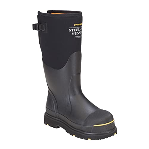 Dryshod Mens Slip Resistant Steel-Toe Gusset Work Safety Shoes |Waterproof | Rubber | Black