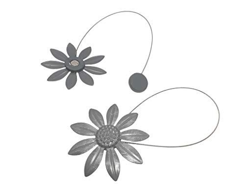 Speed Clix Set van 2 magnetische embrasses zilver bloemontwerp van metaal.