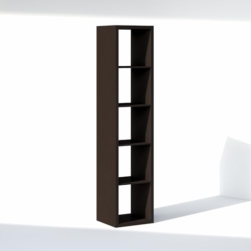 Image of Furinno Cubic Extra Thick 5-Cube Closet Organizers and Storage, Dark Oak | 14.6 x 16 x 72 in, Open Shelf Closet Storage, Closet Organizer, for Wardrobe, Bedroom, Living Room