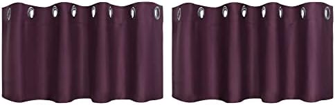 PiccoCasa Darkening window Thermal Insulated Solid Grommet Small Panel Blackout Curtains Tiers for Bedroom Set of 2 Panels, 29 by 36 Inch, Black