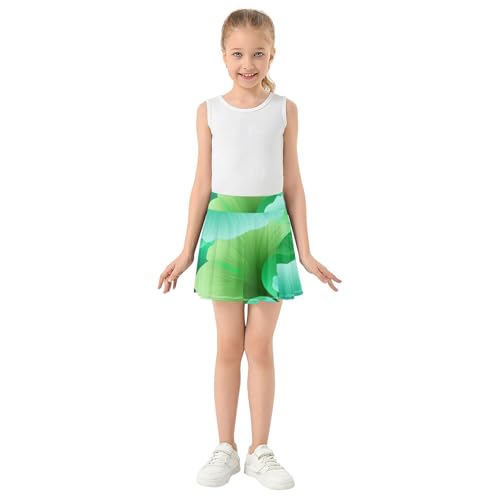 Joisal Skirts with Shorts Ginkgo Leaves Green Teal Athletic Shorts Girls Skorts Neon Teen Skirt 4t3