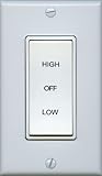 GAF Master Flow Speed Fan Control Switch for Whole House Fans - Control Low/High Speed & Off, 12-Hour Timer Compatible, Easy Installation