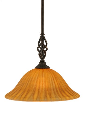 Toltec Lighting 80-DG-529 Elegante Mini-Pendant Dark Granite Finish with Tiger Glass Shade, 12-Inch