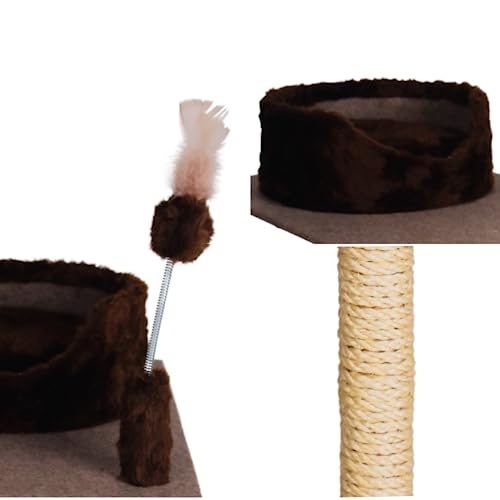 Arranhador Para Gatos 2 Bases Com Cama De Gato E Brinquedo