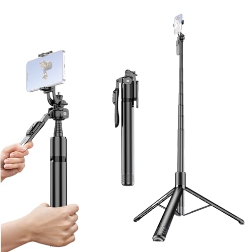 Treppiede stabile Stabilizzatore cardanico portatile per selfie stick multifunzione da con asta telescopica in lega di Testa a sfera ruotabile a con impugnatura alluminio 79.5 pollici da tavolo