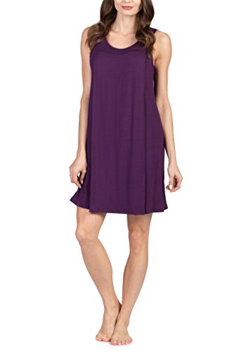 Savi Mom Discreet Maternity/Nursing Breastfeeding Sleeveless Nightgown Dress (Small, Purple)