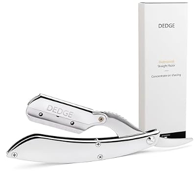 DEDGE Professional All Stainless Steel Straight Razor-Double Edge Razor Barber Beard Shaver with 10 Double Edge Blades for Barber Personal Grooming