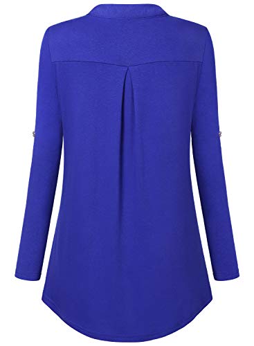 Image of Bulotus 3 /4 Length Sleeve Womens Striped Tops Zipper V Neck Collared Blouses Business Casual Tunics 2026 Spring Trendy
