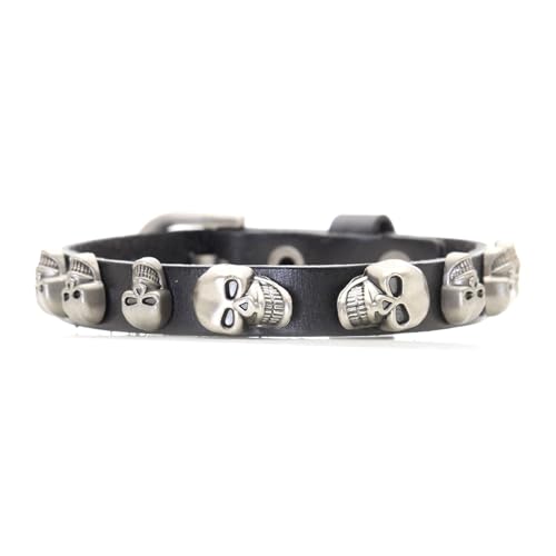 Punk Rock Skull Head Wristband Pu Leather Belt Buckle Adjustable Arm Cuff Bracelet