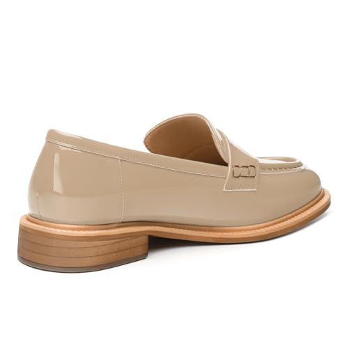 Image of JUSTDANNI Loafers for Women Slip On Shoes with Round Toe 1.2-Inch Low Chunky Block Heel Patent Comfortable Casual Dress Pump Shoes for Wedding Party Work Shopping Dating