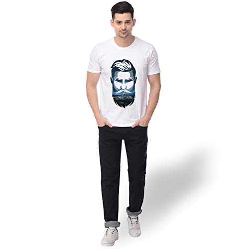 Image of Bearded - Born Bearded Men's & Women's Boys & Girls Kids 100% Cotton Graphic Printed Round Neck Half Sleeves Regular Fit T- shirt for Born Bearded Merchandise for True Fans - White - Pack of one