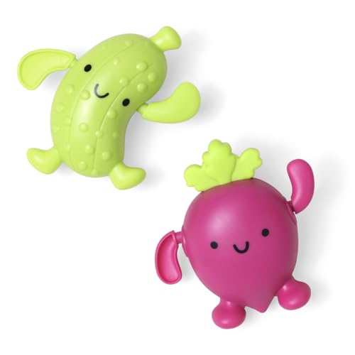 Image of Itzy Ritzy Wind-Up Swimming Bath Toys – Set of 2 Wind-Up Floating Bath Toys - Water Playtime Set for Tub or Pool, Designed for Ages 6 Months and Up (Pickle & Beet)