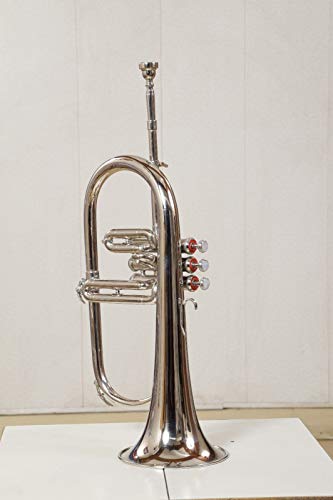 McLian Professionals Flugel horn 3 Nickel Finish Bb Pitch With Hard Case And Mouth piece