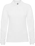  Damen Poloshirt Langarm 6636 Stern, Weiß Small