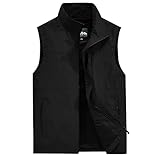 RTRDE Chalecos Para Hombre, Outdoor Casual Zipper Stand Collar Padded Vest Coats Sleeveless Jacket Men's Mens Packable Jacket Winter Vest For Men Down Fishing Vests Jacket Vest (L, Black)