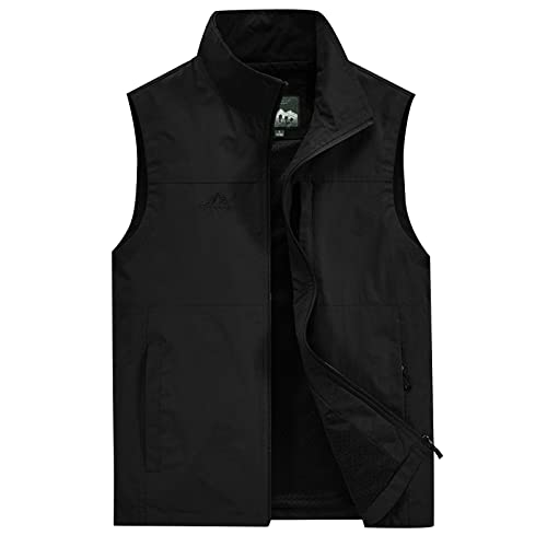 Men's Big And Tall Outdoor Vests Fashion Casual Solid Quick-Drying Vest Jacket Tops Lightweight, M-7XL