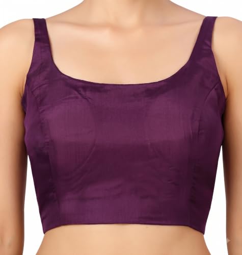 Image of Studio Shringaar Women's Polyester Sleeveless Satin Padded Saree Blouse