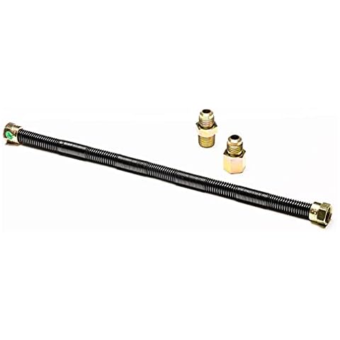 Dreffco 18'' x 1/2'' High Capacity Gas Flex Line - Premium Quality Black Non-Whistle Fire Pit, Fireplace, Dryer Gas Line - Perfect Gas Line for NG or LP Fire Pits - Versatile Usage - Easy Installation Cover