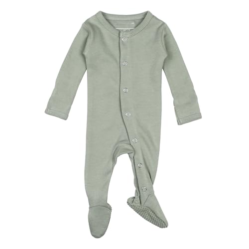 L'ovedbaby Baby Girls Organic Snap One Piece Footies, Seafoam, 0-3 Months US
