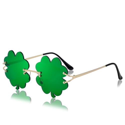 Zutcogo St Patricks Day Decorations, St. Patrick's Day Accessories St. Patrick's Day Irish Shamrock Sunglasses Decor Party Favors Supplies Green Four Leaf Clover Costume Glasses for Saint Patricks Day