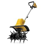 Cordless Brushless Garden Tiller Cultivator Compatible with dewalt 20v Battery (Tool Only), 10’’ Wide 7’’ Deep Electric Soil Rototiller, 48-Tine Mini Rotary Areator for Garden Beds & Soil Preparation