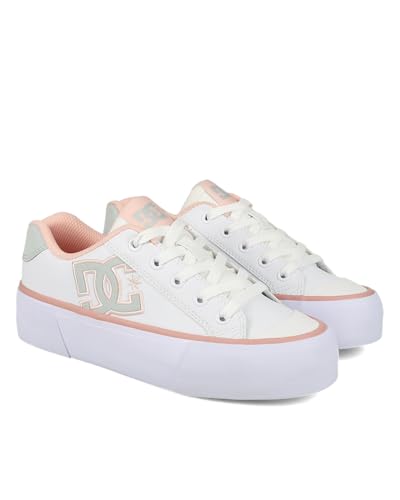 DC Shoes Women's Chelsea Platform Sneaker, White/Grey/Blush, 5
