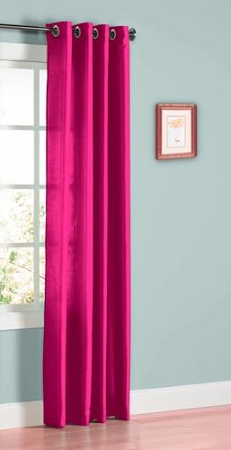 1 Piece Faux Silk Window Curtain Solid Panel Width 55 X 63 84 95 and 108 Length Bronze Grommets Mira (Magenta Hot Pink 95 Long)