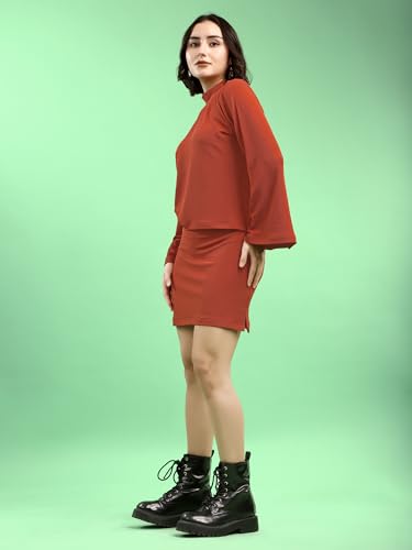 Image of PURVAJA Women's Full Sleeve Top with Skirt Solid Co-ords Set