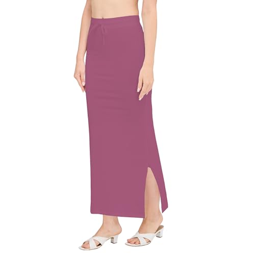 Image of DESI GIRL Cotton Lycra Stretchable Saree Shapewear Petticoat with Drawstring for Women | Fishcut Saree Petticoat with Side Slit for Easy Movement | Saree Shaper | Long inskirt