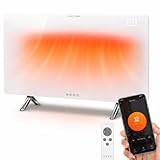BERG Ultra-Slim Glass Infrared Panel Heater – Smart Electric Heater with Wi-Fi & Remote Control, 12mm Frameless Design, Wall Mounted or Free-Standing, Energy Efficient Room Heating (White, 480W)
