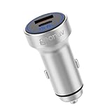 Geonav Carregador Veicular SuperPower Ultrarrápido Duo 38W, 2 portas - 1 USB (18W Quick Charge) e 1 USB-C (20W Power Delivery), CH38PDQCSV, Alumínio Prateado