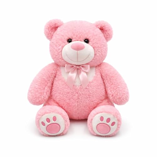 Image of ELITE CREATIONS Pink Teddy Bear Soft Toy 55 cm | Big Plush Teddy Bear with Bow | Cute Huggable Stuffed Bear for Kids Girls | Birthday Gift Soft Toy