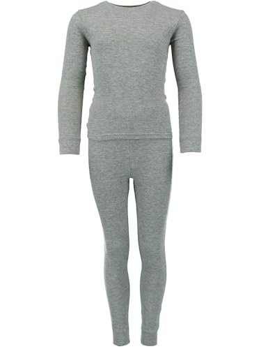Kid's Waffle Thermal Long Underwear 2-Piece Set, 16, Grey4