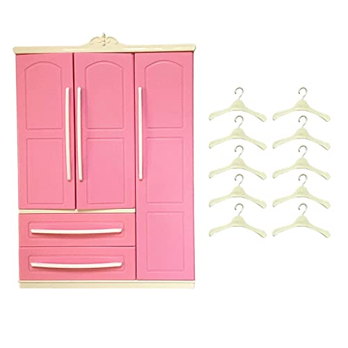 HuadaXtai Armario para Muñecas con Cajón Abatible, Adorno Decorativo de Plástico Rosa.