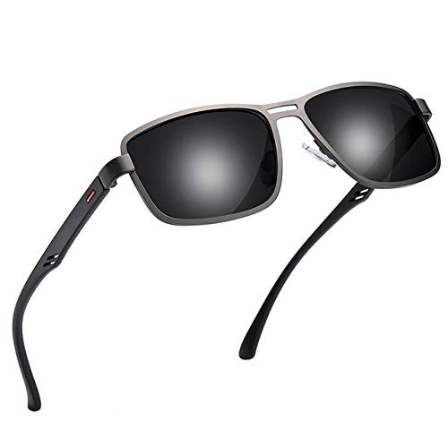 Lunettes de soleil hommes polarisées en métal noir cadeau idéal