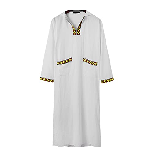 Túnica musulmana tipo kaftan para hombre, ropa árabe cómoda de manga larga
