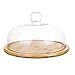 cabilock Soporte de Madera para Tartas con Tapa de Cúpula de Cristal Bandeja de Cerámica para Servir Pastel de Boda Pedestal Plato de Pastel de Queso Magdalena Servidor Plato de Postre
