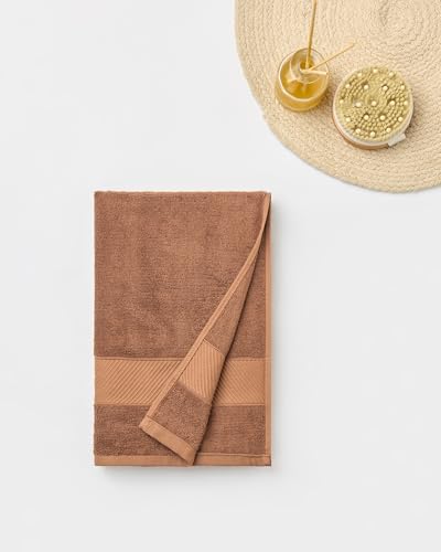Image of Himeya Towels for Bath Large Size | Bamboo Cotton Towels for Bath | Towel 1Pcs | 400 GSM | 70 x 140 cm | Leather Brown | Bath Towels for Men, Women & Kids | Gym Towel | Perfect for Everyday Use