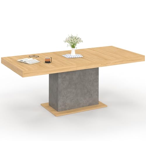 IDMarket - Table à Manger Extensible Rectangle Eden 6-10 Personnes Bois et Effet béton 160-200 cm
