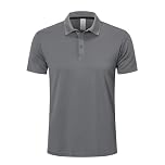 ZENGVEE 1 Pack Men's Polo Shirts Golf Polo for Men Adult Quick Dry Breathable Workout Shirts Short Sleeve Tshirts Moisture Wicking Sport Top T-Shirts（0428-1-Grey-M）