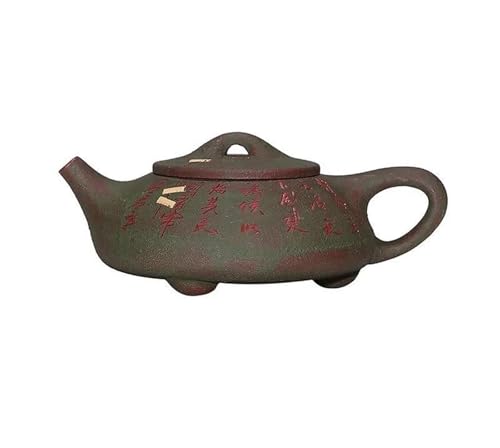 Set da tè originale Kung Fu con fango minerale verde, teiera in argilla viola fatta a mano da 14,2x5,8 cm