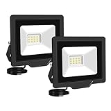 RIGIDON 2x 10W Focos led Exterior, 1000LM Luz Exterior Led, IP66 Impermeable 6000K Blanco Frío, Proyector LED Exterior Luz de Seguridad Para Jardín Patio Plaza Garaje Terraza Estadio Obra
