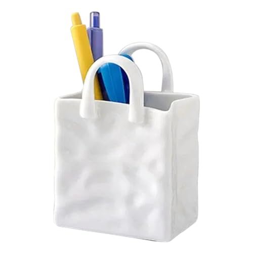 Floreros de cerámica – Jarrones de mesa con forma de bolsa retro, bonita pieza decorativa para estantería, elegante jarrón de flores para decoración del hogar, bonito jarrón decorativo para sala de