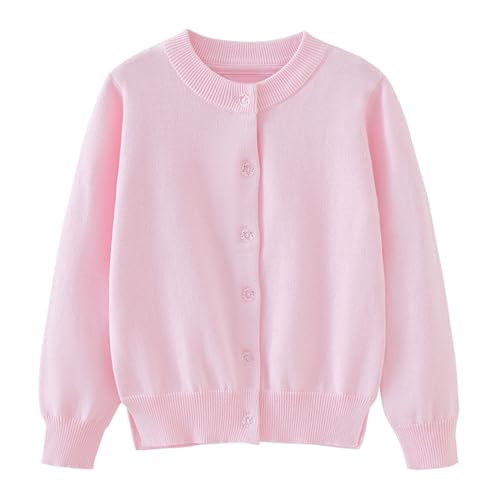 uniform sweaters for girls Baby Toddler Teen Boys Girls Crewneck Cardigan Sweaters Long Sleeve Kids Button Cotton School Uniform Knit Tops Outwear (Pink-B, 7-9 Years)2