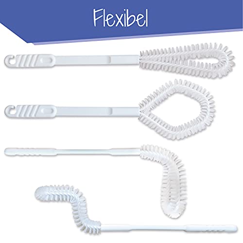 Lead Home 2er Set biegsame Urinalbürste zur Urinalreinigung, WC Reinigung, schmale Klobürste mit Nylonborsten in Weiß – Made in Germany