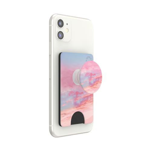PopSockets Phone Wallet with Expanding Kickstand, Phone Card Holder - Pink Clouds