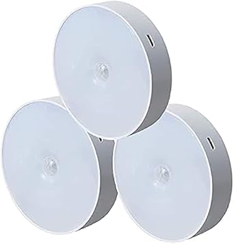 Crystal Zone Wireless Motion Sensor Led Wall Night Light with USB Charging Stick Lamp (White Light, Plastic, Pack of 3)