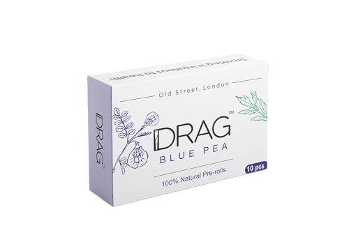 Herbal Cigarettes - Nicotine Free, Tobacco Free, THC Free, 100% Natural, Additives Free | Cigarette and Vape Alternative for Quit Smoking | 1 Pack-10 Prerolls - Drag Blue Pea