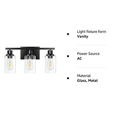 Apenath 3-Light Vanity Light, Matte Black Bathroom Lighting Fixtures Over Mirror, Modern Metal Wall Lights For Hallway Kitchen Bedroom Living Room #TOP5